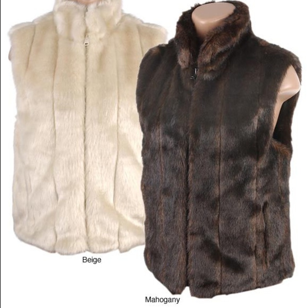 SOLD! Giacca Mahogany Reversible Faux Fur Vest